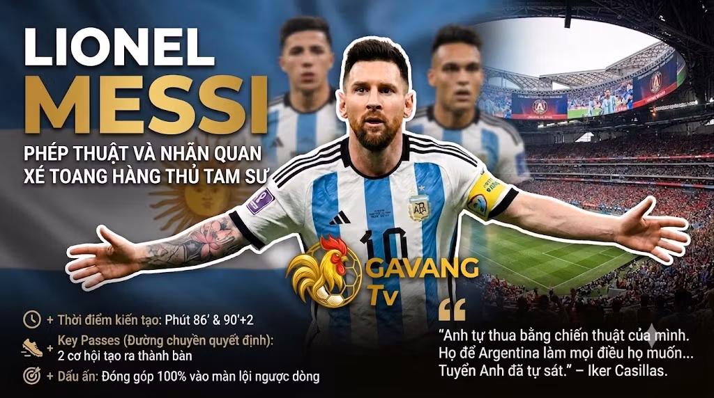 Lionel Messi tỏa sáng với cú đúp kiến tạo giúp Argentina ngược dòng đánh bại tuyển Anh tại bán kết World Cup 2026 - Theo dõi trực tiếp bóng đá tại Gavang TV.